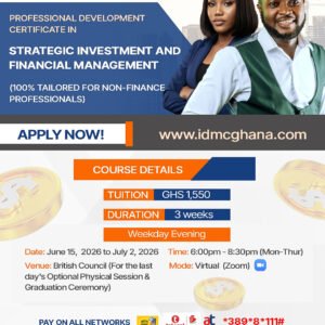 STRATEGIC INVESTMENT AND FINANCIAL MANAGEMENT online short course in ghana idmc ghana finance and accounting course ghana