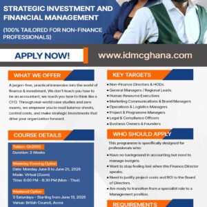 STRATEGIC INVESTMENT AND FINANCIAL MANAGEMENT online short course in ghana idmc ghana